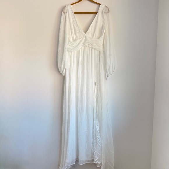 NWT Lulus Enchant My Love White V-Neck Long Sleeve Maxi Dress Size XL - Picture 5 of 9